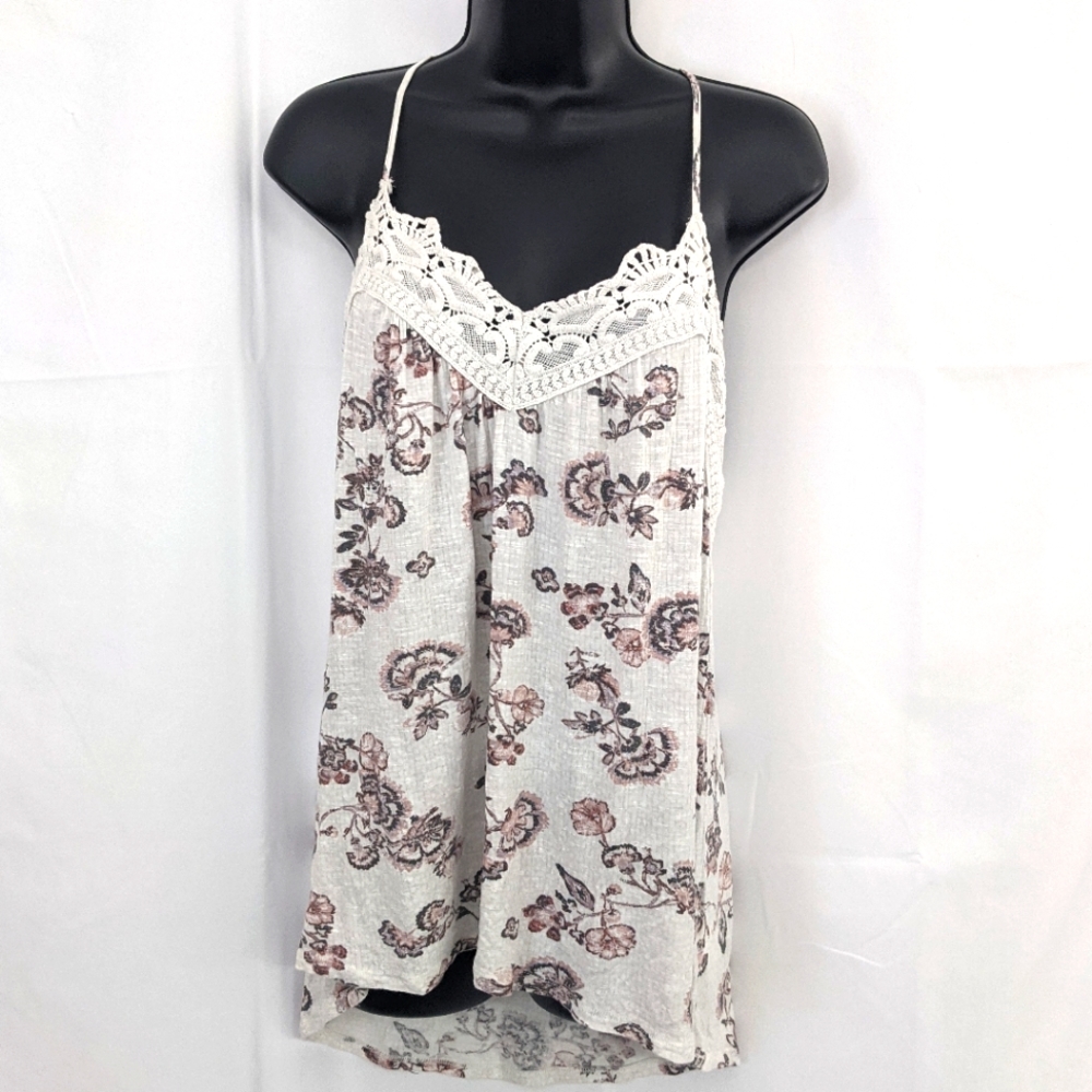 Maurices lace trimmed floral tank top